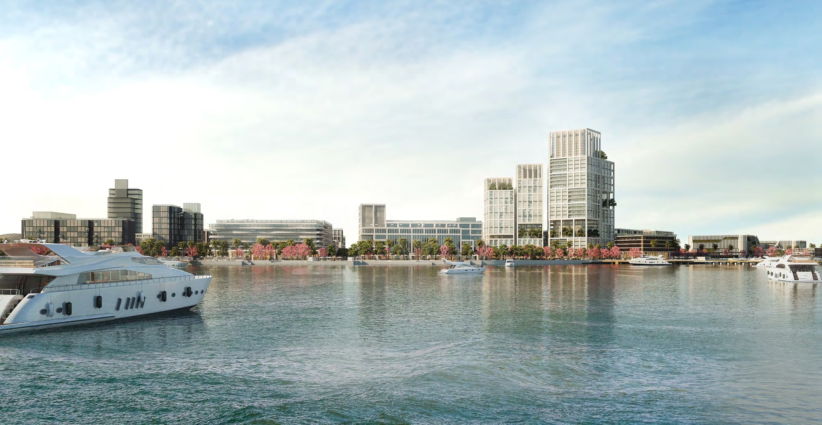 Ilubirin from the lagoon: the promenade, the towers and the marina
